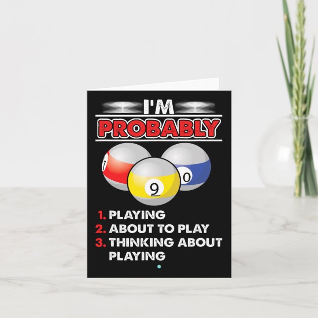 8-ball Pool Player Billiards Novelty Gift Idea  Card (Front)