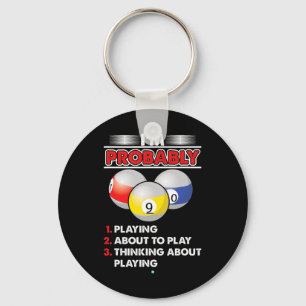 8-ball Pool Player Billiards Novelty Gift Idea Key Ring