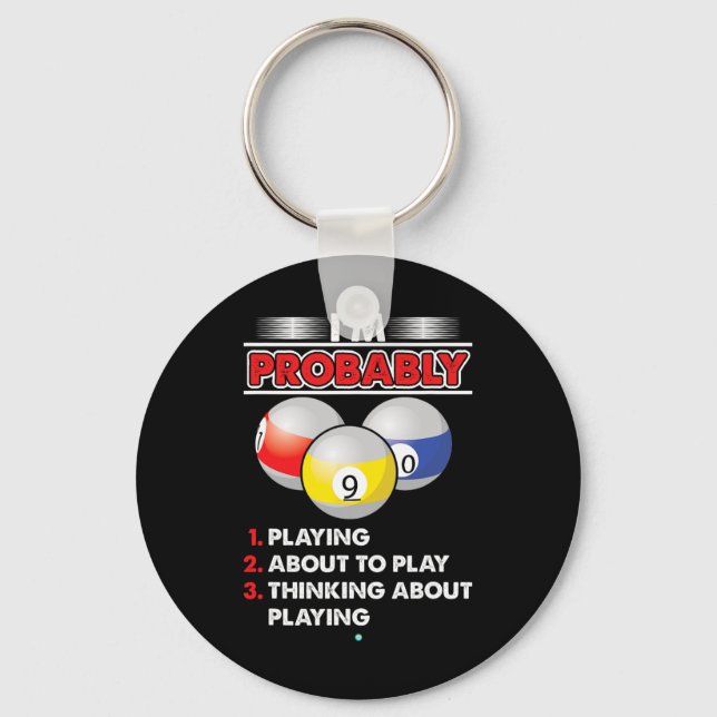 8-ball Pool Player Billiards Novelty Gift Idea  Key Ring (Front)