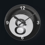8 Ball Round Clock<br><div class="desc">For pool sharks and billiard players,  simple 8 ball graphic.</div>