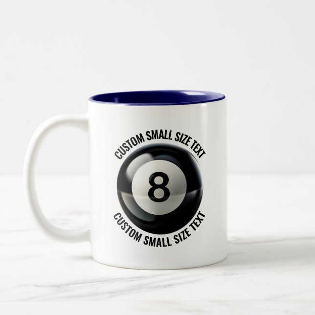 8 Ball & Small Text NAVY BLUE 11oz Custom Two-Tone Coffee Mug (Left)