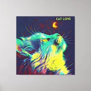 8. Beautiful cute cool colourful lovely cat  Canvas Print