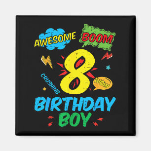 8 Birthday Boy Comic Cool 8th Bday Superhero Party Magnet