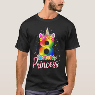 8 Birthday Princess Unicorn 8 Years Old 8Th Birthd T-Shirt