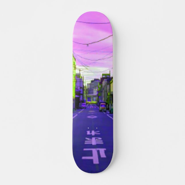 8 Bit 16 Bit Retro Art Pixel in Tokio Tokyo Style Skateboard (Front)