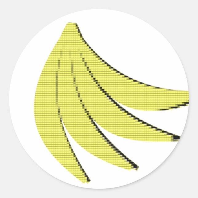 8 Bit Bananas Classic Round Sticker (Front)