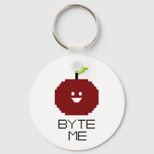 8-Bit Byte Me Cute Apple Pixel Art Key Ring