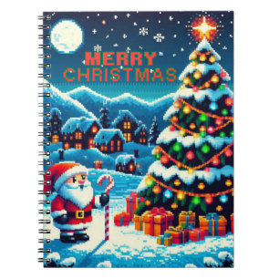 8 bit Christmas tree & Santa Notebook