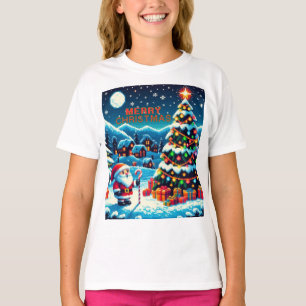 8 bit Christmas tree & Santa T-Shirt