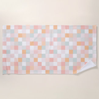 8-Bit Computer Game Pixel Rainbow Block Beach Towel