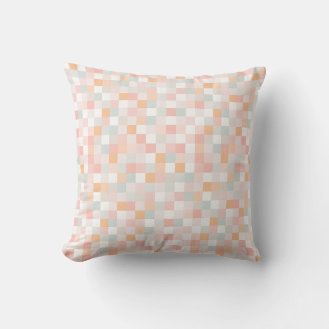 8-Bit Computer Game Pixel Rainbow Block Cushion (Front)