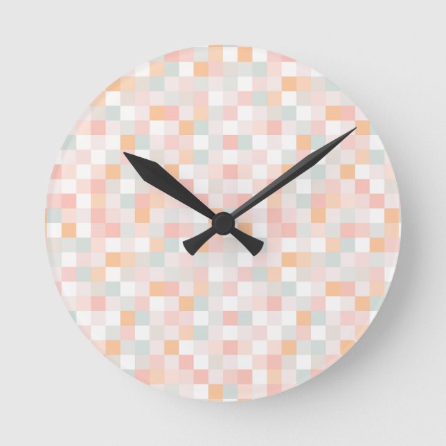8-Bit Computer Game Pixel Rainbow Block Round Clock (Front)