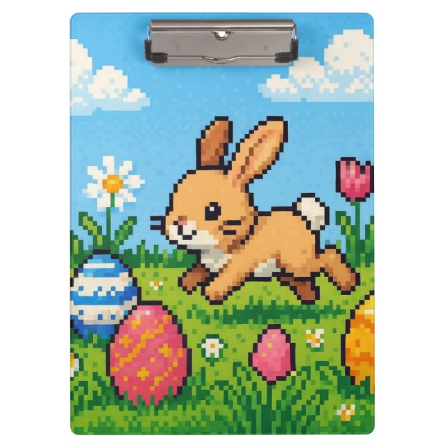 8 bit cute Easter bunny/rabbit  Clipboard (Front)
