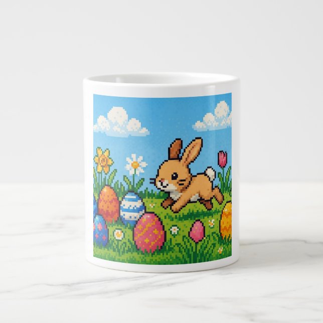 8 bit cute Easter bunny/rabbit Large Coffee Mug (Front)
