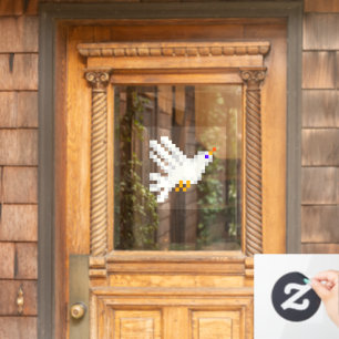 8-bit Cute Pixel Art White Dove Flying Fun Geeky