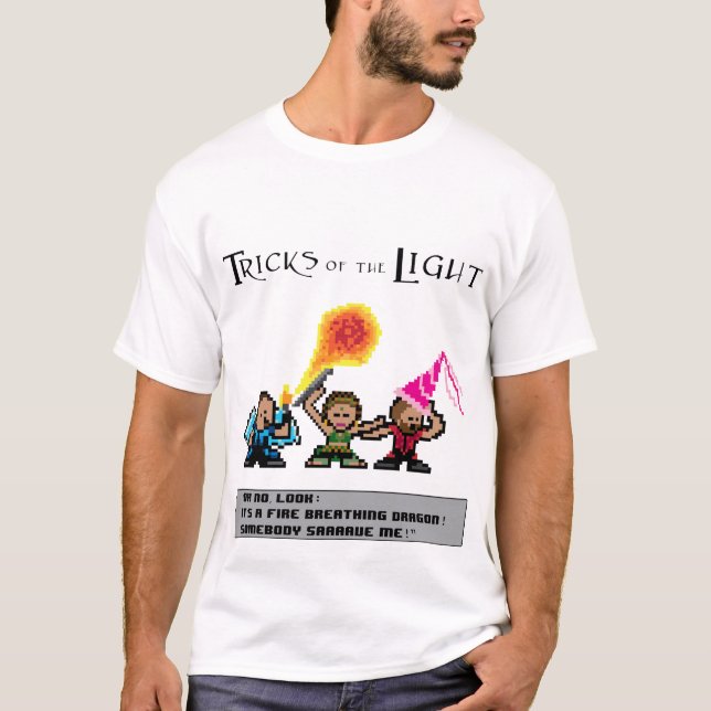 8 Bit Dragon and Shield Fire Blast T-Shirt (Front)