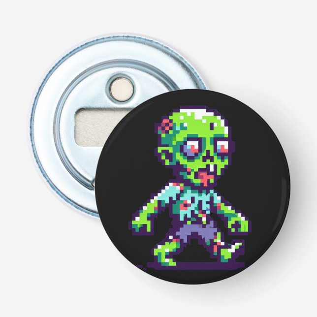 8-bit funny zombie Halloween  Bottle Opener (Front)