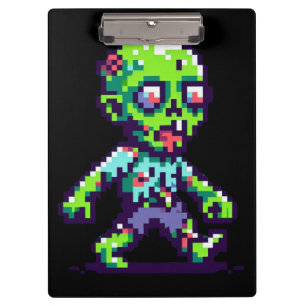 8-bit funny zombie Halloween Clipboard
