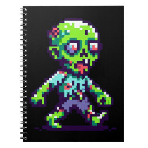 8-bit funny zombie Halloween Notebook