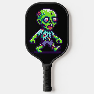 8-bit funny zombie Halloween Pickleball Paddle