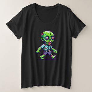 8-bit funny zombie Halloween Plus Size T-Shirt