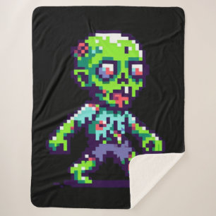 8-bit funny zombie Halloween  Sherpa Blanket