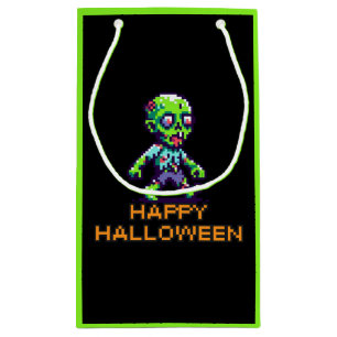 8-bit funny zombie Halloween Small Gift Bag
