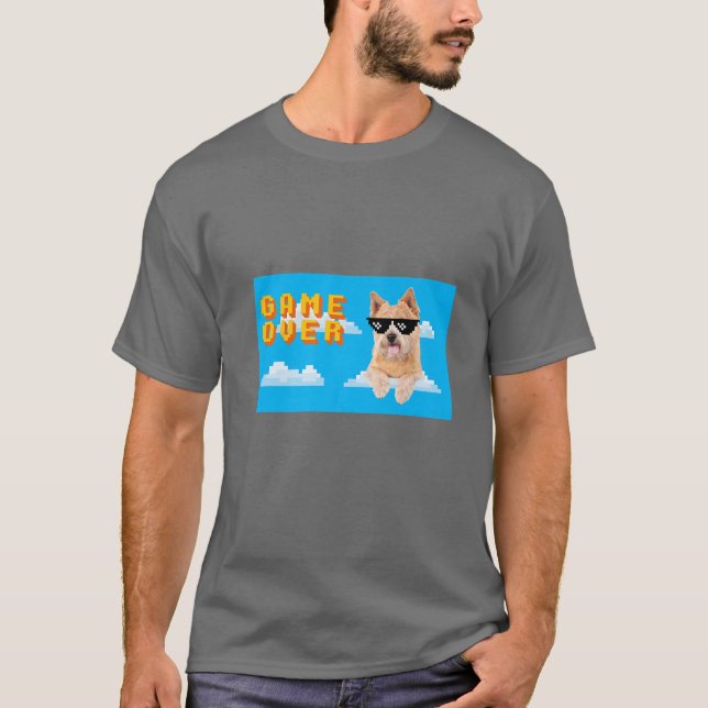 8-Bit Game Over Norwich Terrier T-Shirt (Front)