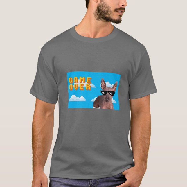 8-Bit Game Over Xoloitzcuintli T-Shirt (Front)