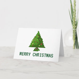 8-bit Geek Pixel Christmas Holiday Tree Card