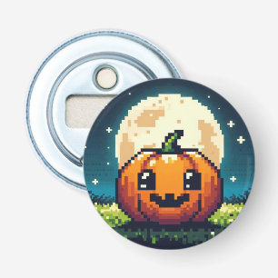 8-bit Halloween pumpkin under the moon Bottle Opener