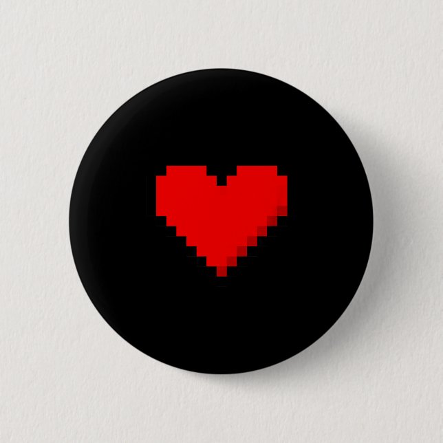 8 Bit Heart Retro Valentines Day Xel Artwork  6 Cm Round Badge (Front)
