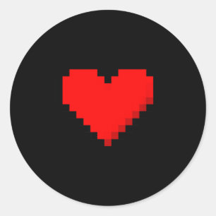 8 Bit Heart Retro Valentines Day Xel Artwork Classic Round Sticker