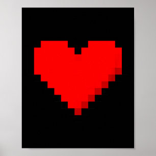 8 Bit Heart Retro Valentines Day Xel Artwork  Poster