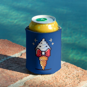 8-Bit Ice Cream Elegance: Dapper Dessert Design Can Cooler