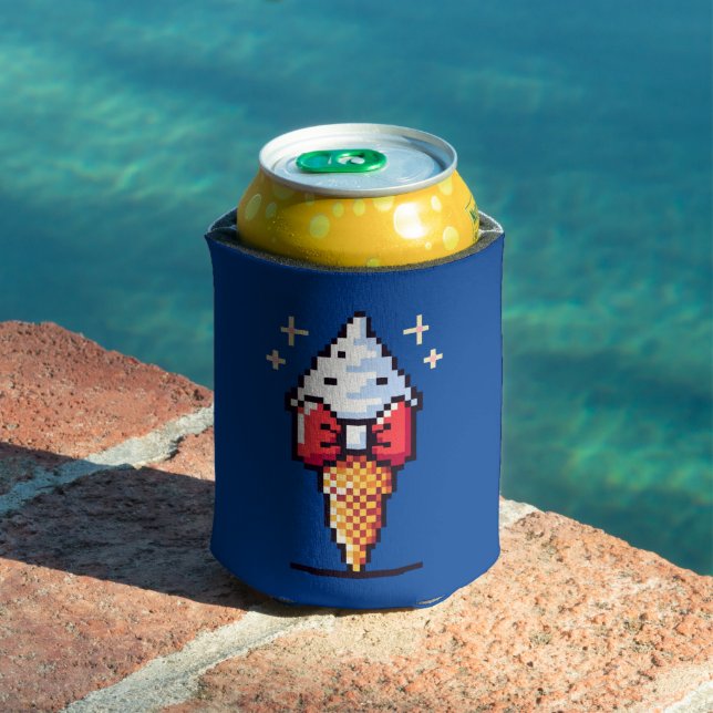 8-Bit Ice Cream Elegance: Dapper Dessert Design Can Cooler (In Situ Pool)