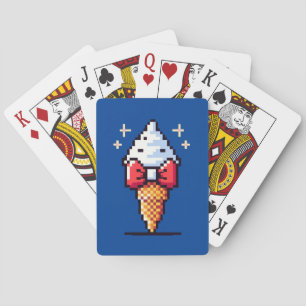 8-Bit Ice Cream Elegance: Dapper Dessert Design Playing Cards