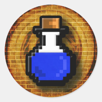 8 Bit Mana Potion Flash Gold Classic Round Sticker