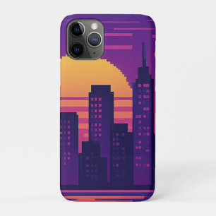 8 bit neon city badge Case-Mate iPhone case
