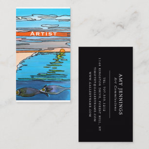 8-Bit Ocean Sunrise Painting by Alfred Fox Business Card