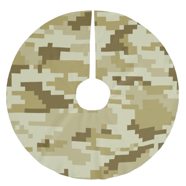 8 Bit Pixel Digital Desert Camouflage / Camo Brushed Polyester Tree Skirt (Front)