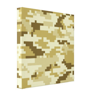 8 Bit Pixel Digital Desert Camouflage / Camo Canvas Print