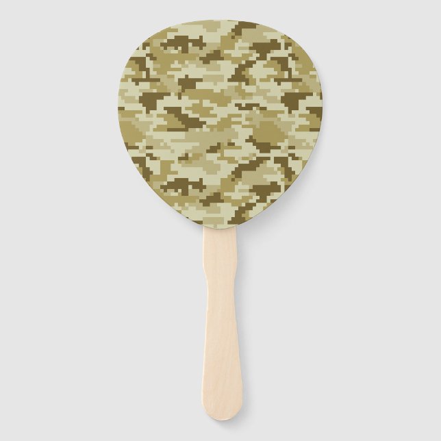 8 Bit Pixel Digital Desert Camouflage / Camo Hand Fan (Front)