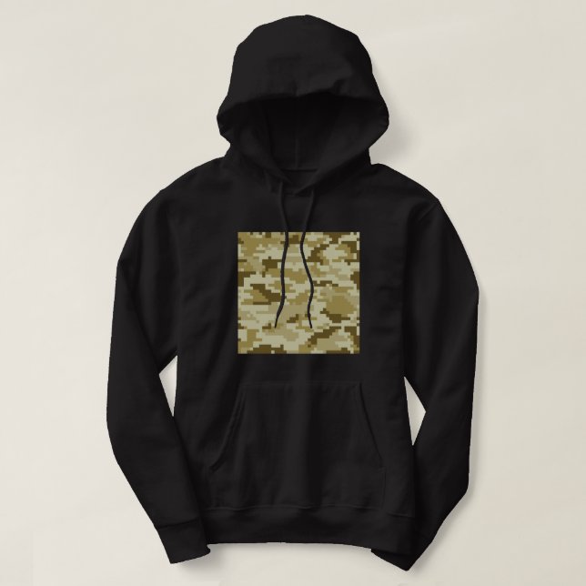 8 Bit Pixel Digital Desert Camouflage / Camo Hoodie (Design Front)