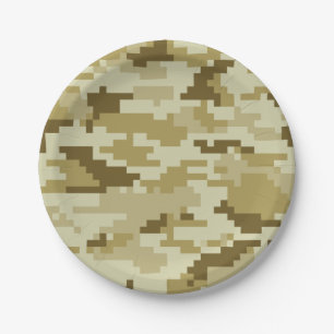 8 Bit Pixel Digital Desert Camouflage / Camo Paper Plate