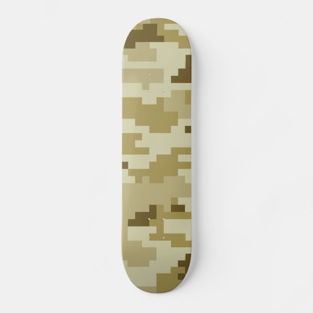 8 Bit Pixel Digital Desert Camouflage / Camo Skateboard (Front)