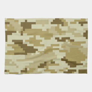 8 Bit Pixel Digital Desert Camouflage / Camo Tea Towel