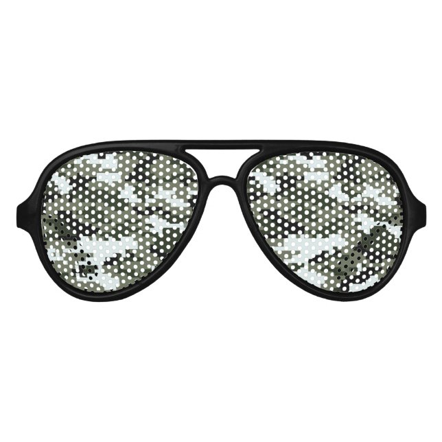 8 Bit Pixel Digital Urban Camouflage / Camo Aviator Sunglasses (Front)