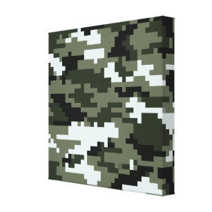 8 Bit Pixel Digital Urban Camouflage / Camo Canvas Print