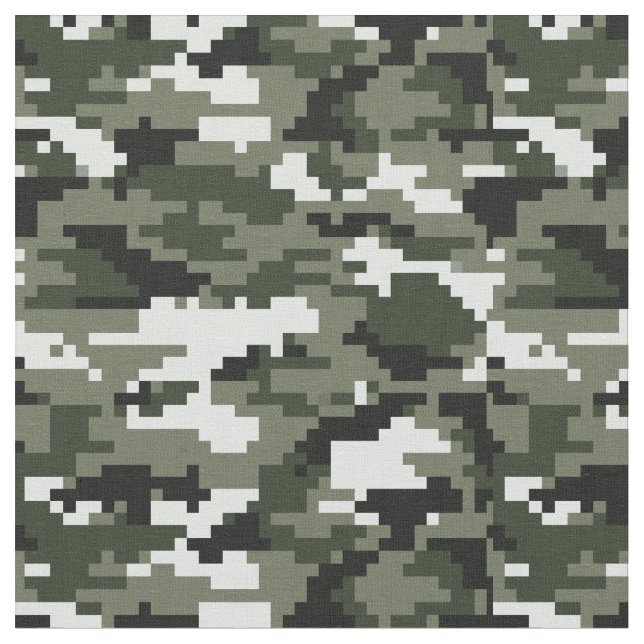 8 Bit Pixel Digital Urban Camouflage / Camo Fabric (Close Up)